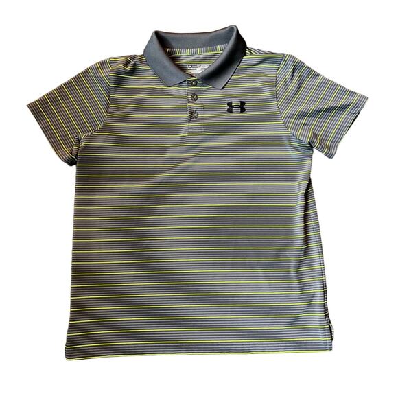 Under Armour Boy’s XL Loose Fit Heatgear Striped Polo Shirt - Picture 1 of 5